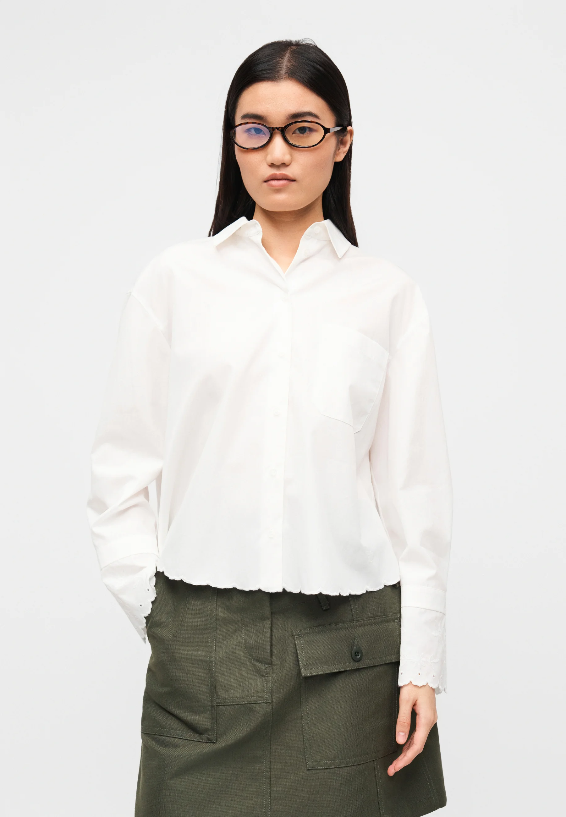 Ivory White Cotton Blend Shirt