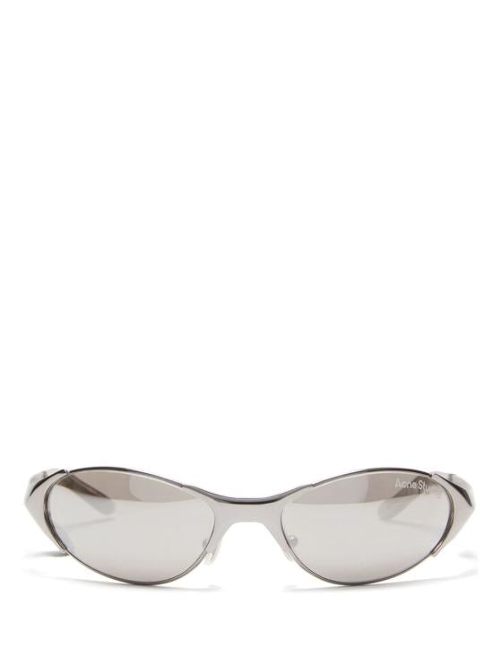 Narrow Oval Lens Sunglasses with Stainless Steel Frame