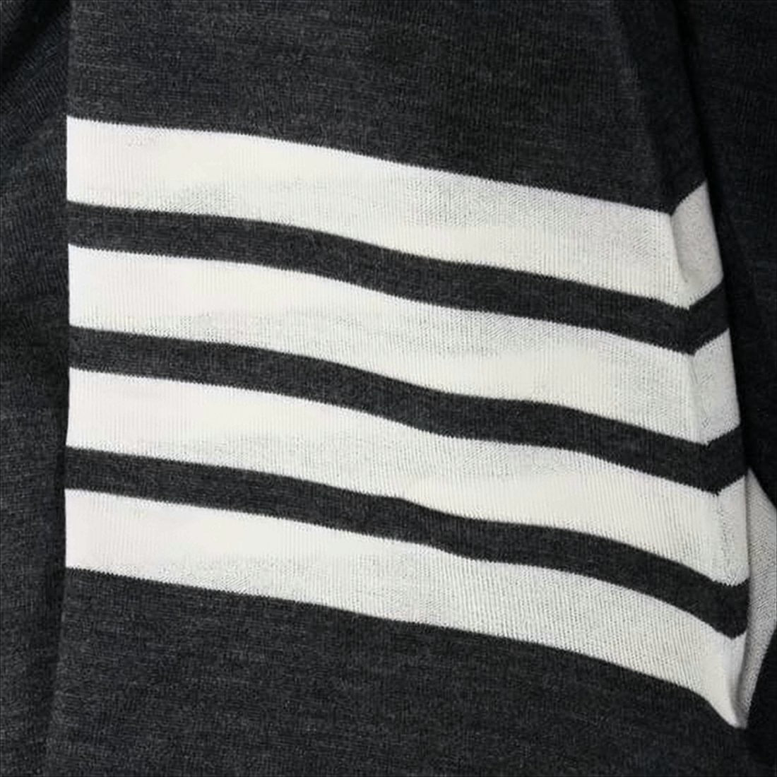 Deep V-Neck Wool Cardigan with Striped Accents