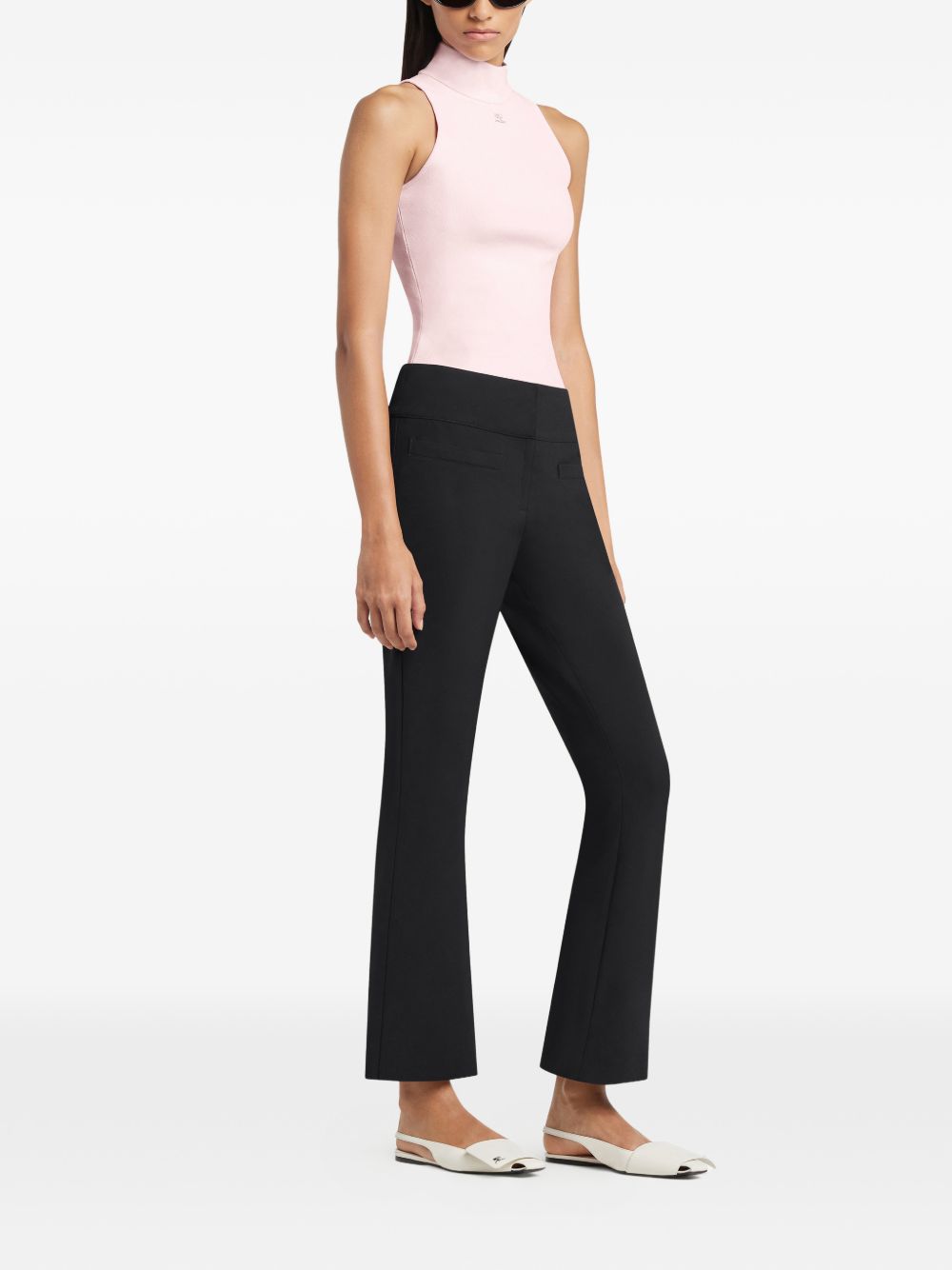 Sleeveless Top with High Neckline and Fitted Silhouette