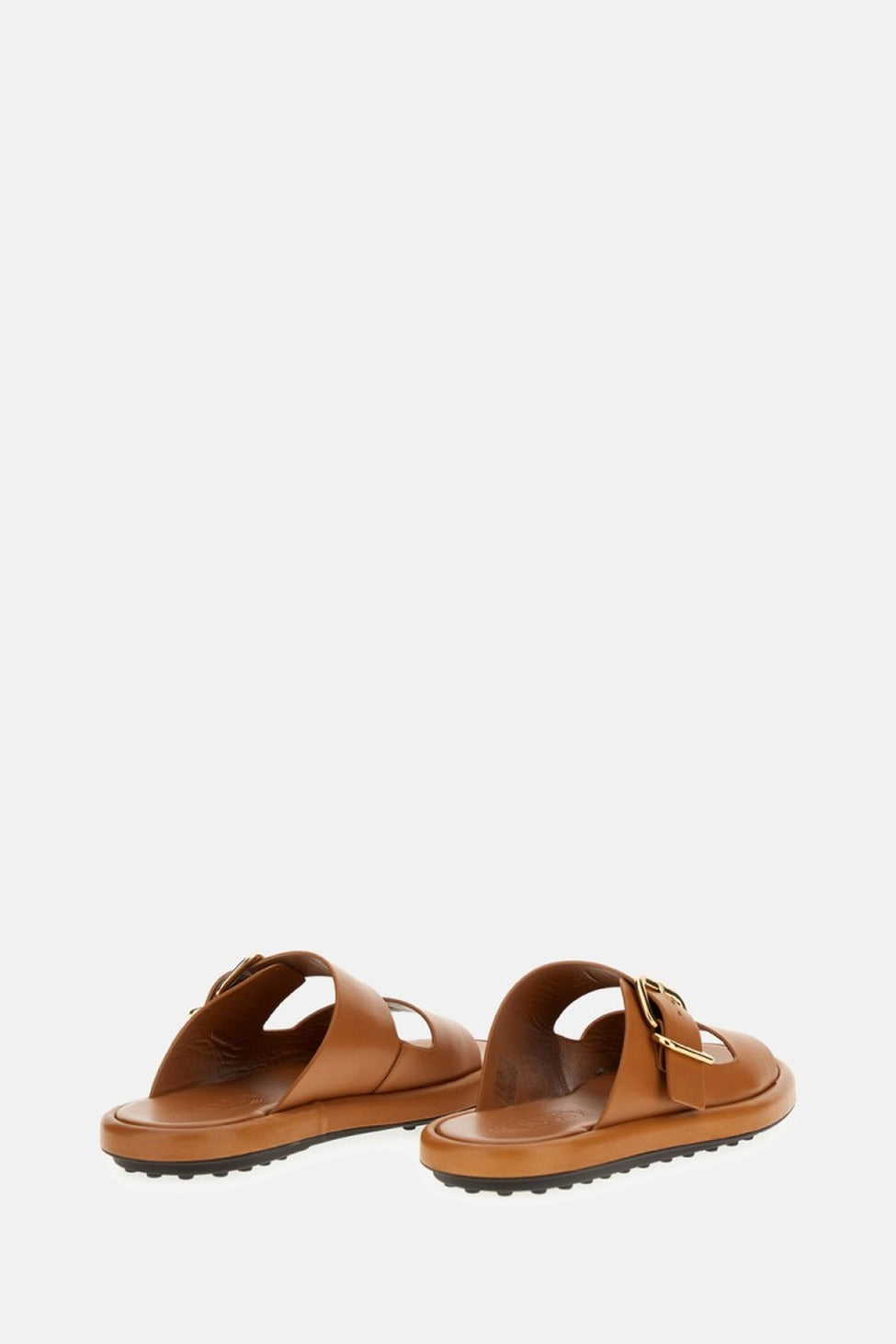 Leather Sandals With Gold Buckle Closure
