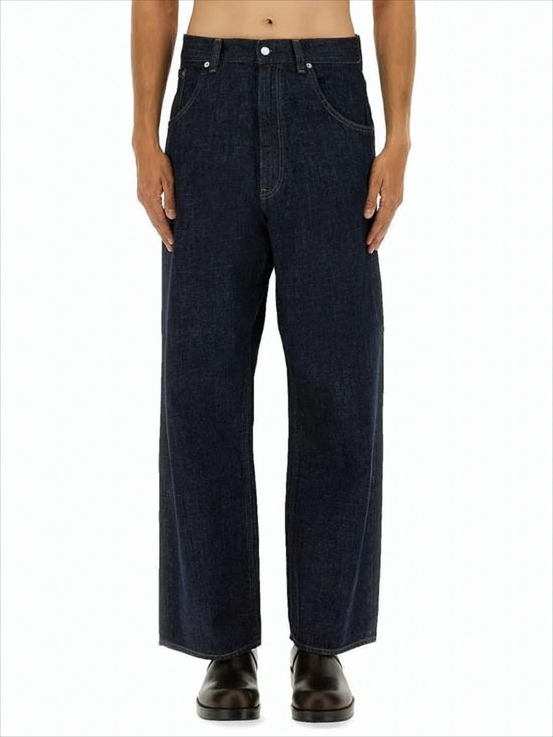 Indigo Blue Wide-Leg Denim Pants