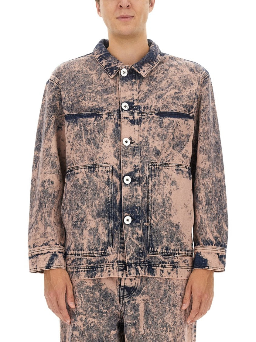 Distressed Denim Jacket With Classic Collar