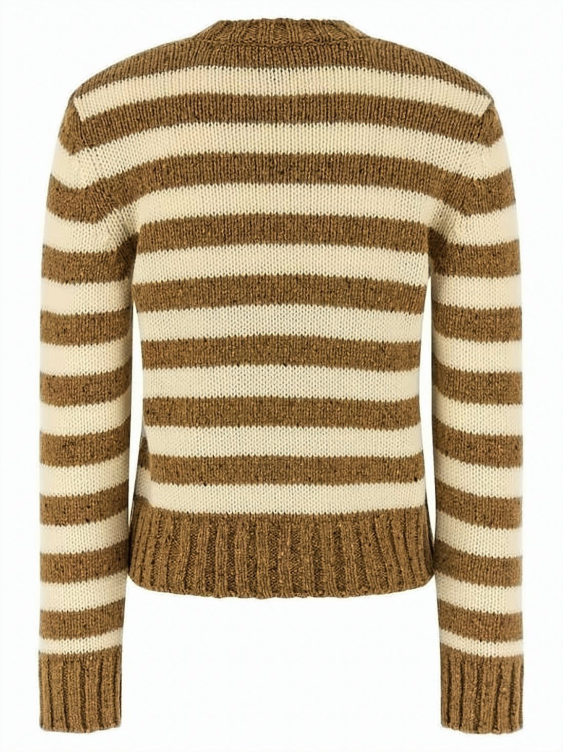 Classic Striped Wool Sweater With Crew Neckline And Ribbed Finish