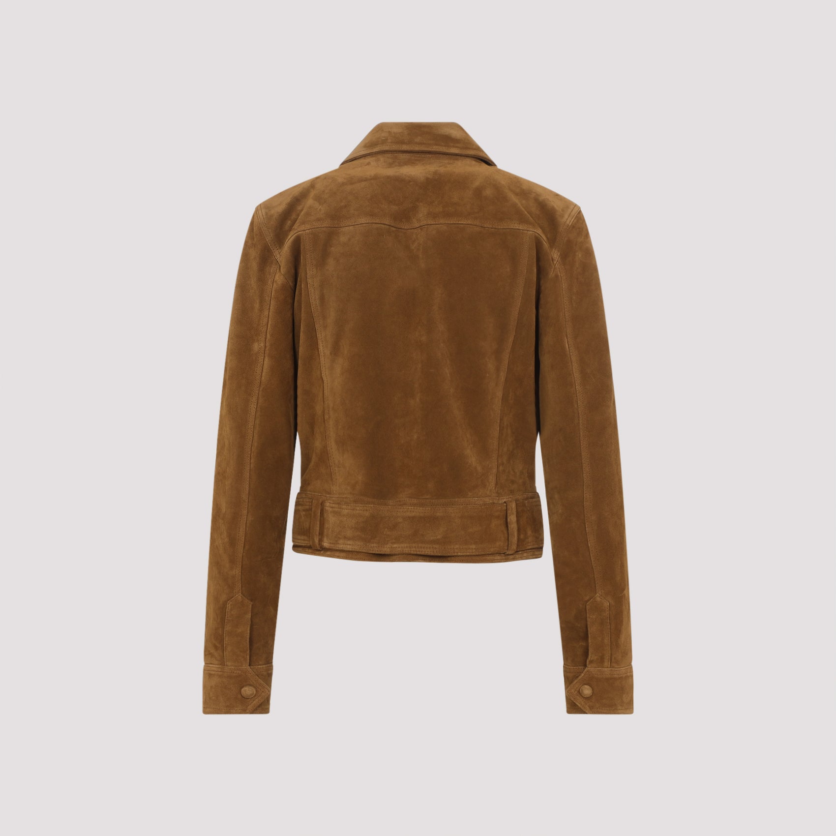 Brown Suede Jacket with Pointed Collar