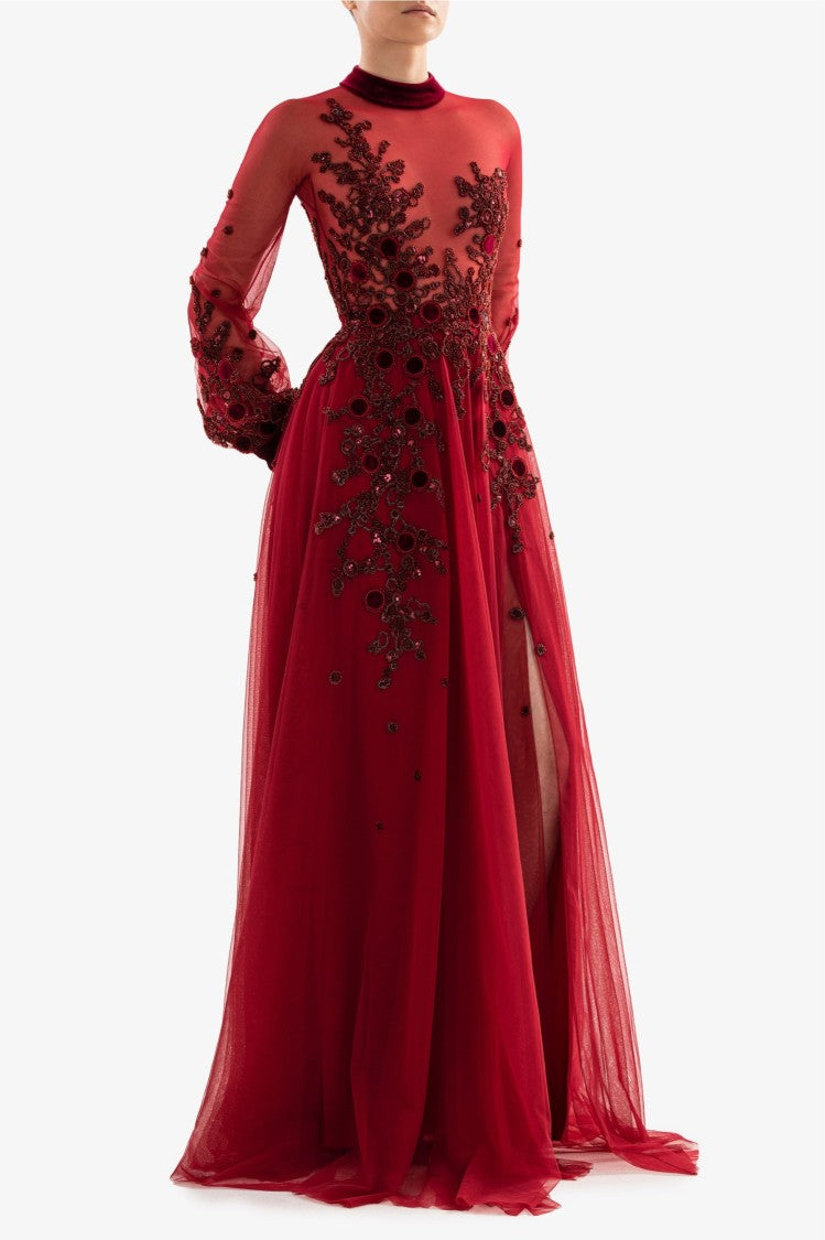 Embroidered Tulle Dress