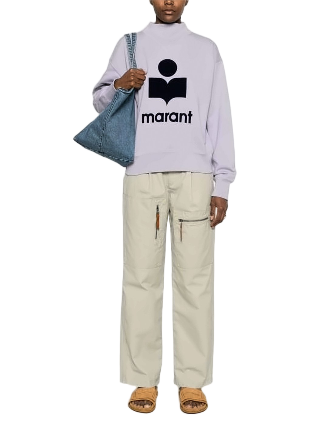Relaxed-Fit Long-Sleeve Sweatshirt with Mock Neck
