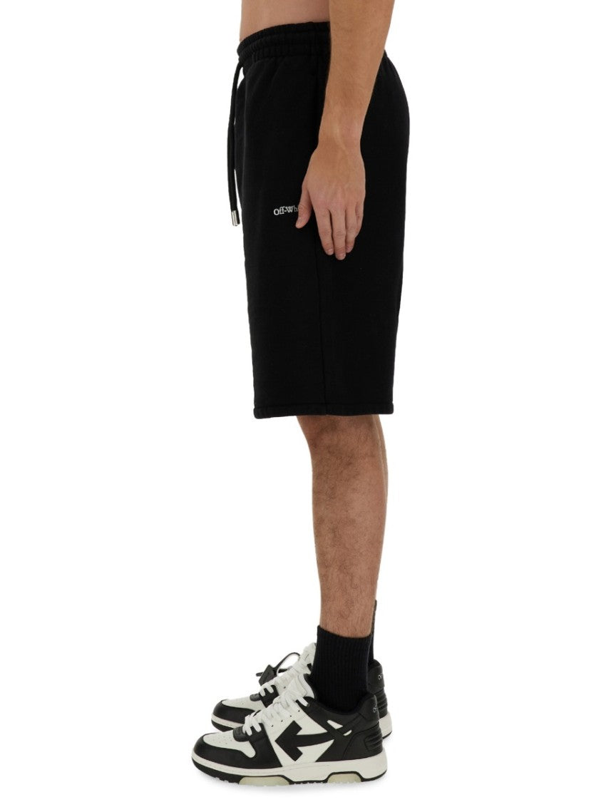 Black Bermuda Shorts With Logo Detail