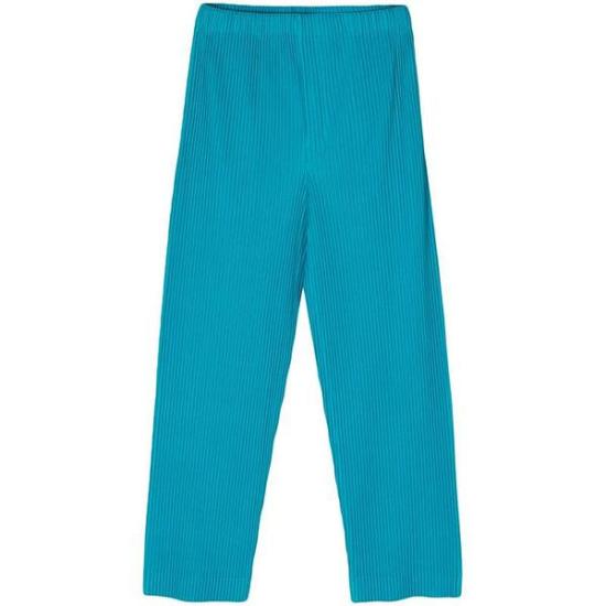Pleated Straight-Leg Pants With Elastic Waistband