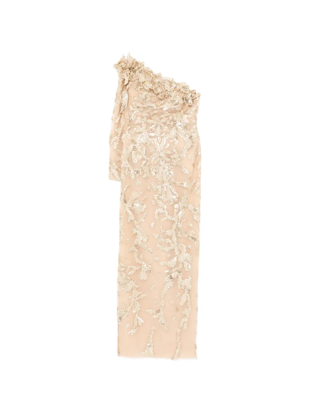 One-Shoulder Embroidered Tulle Dress