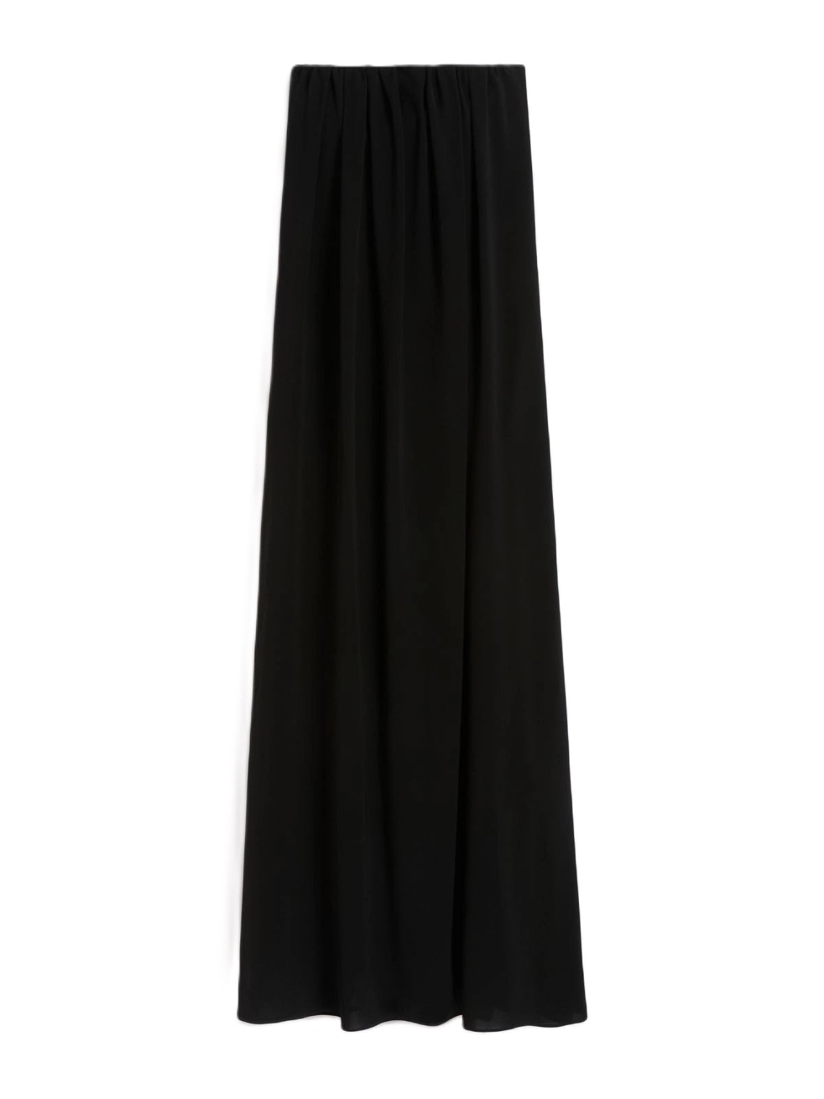 Strapless Black Maxi Dress with Gathered Neckline