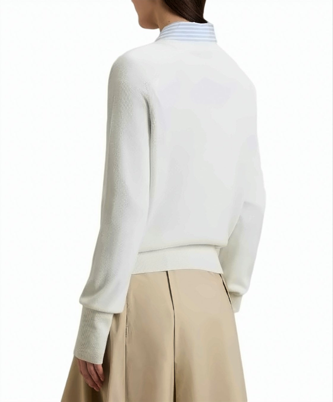 Cotton Blend Ribbed Crew Neck Sweater