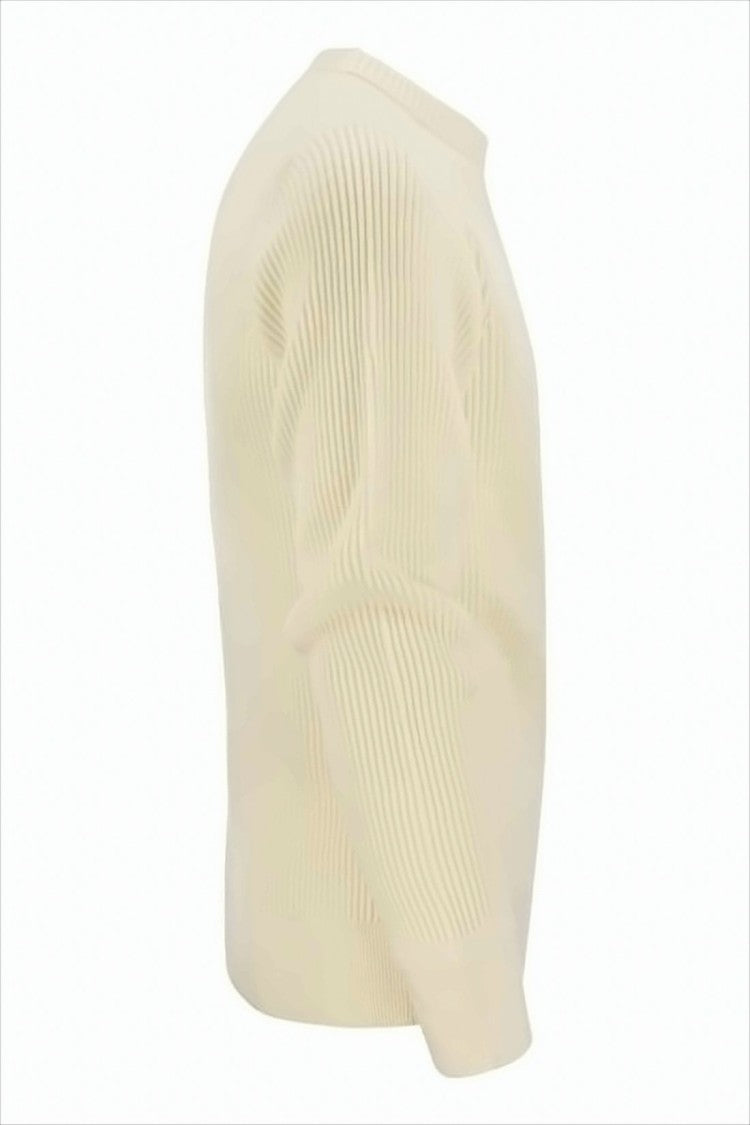 Ribbed Knit Sweater with Crew Neckline