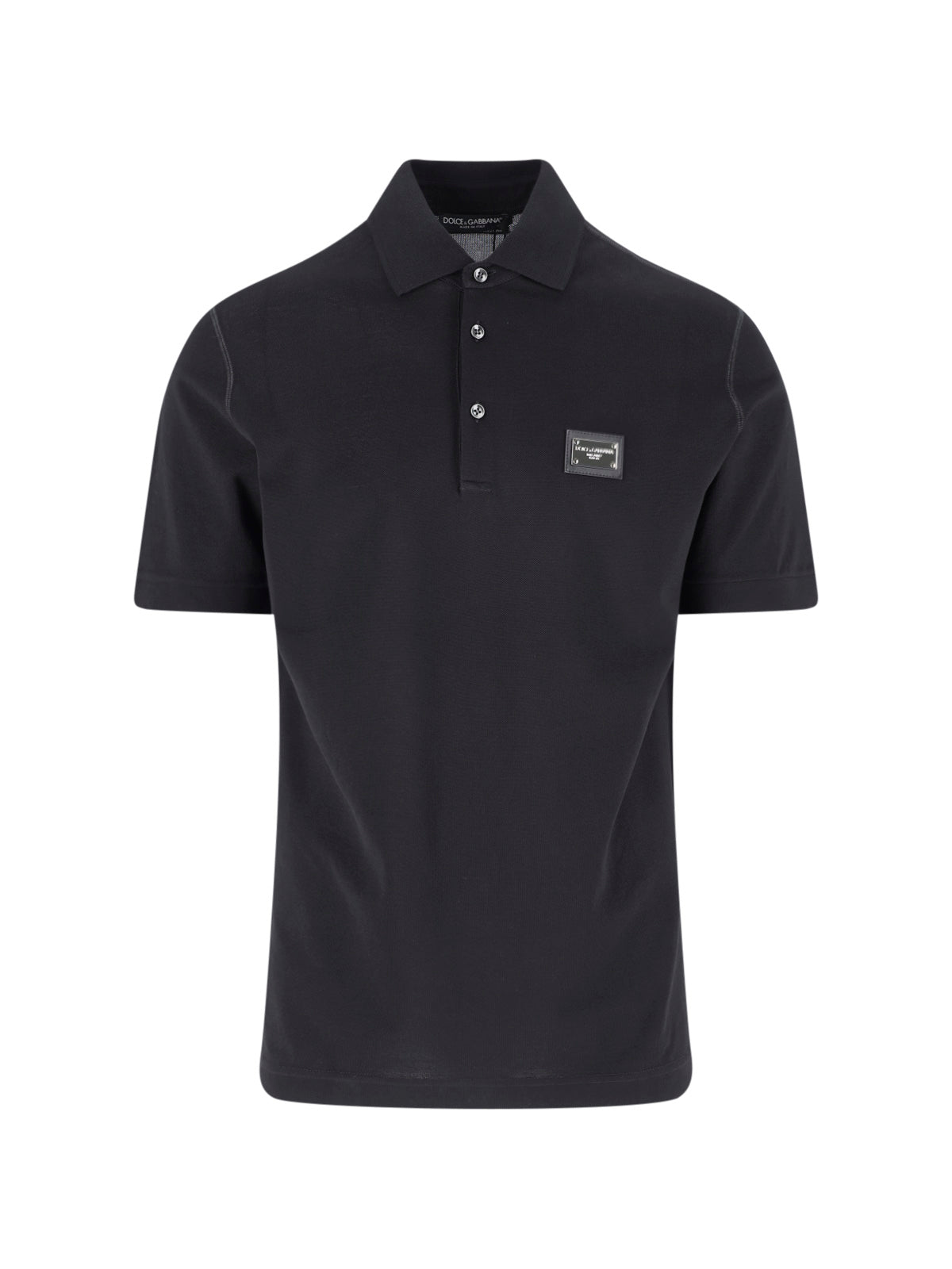 Black Cotton Piqué Logo Polo Shirt