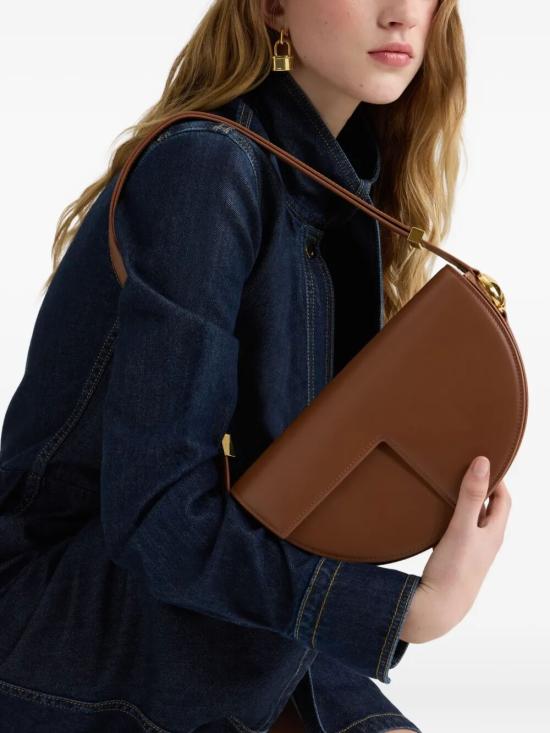 Smooth Calf Leather Half-Moon Shoulder Bag