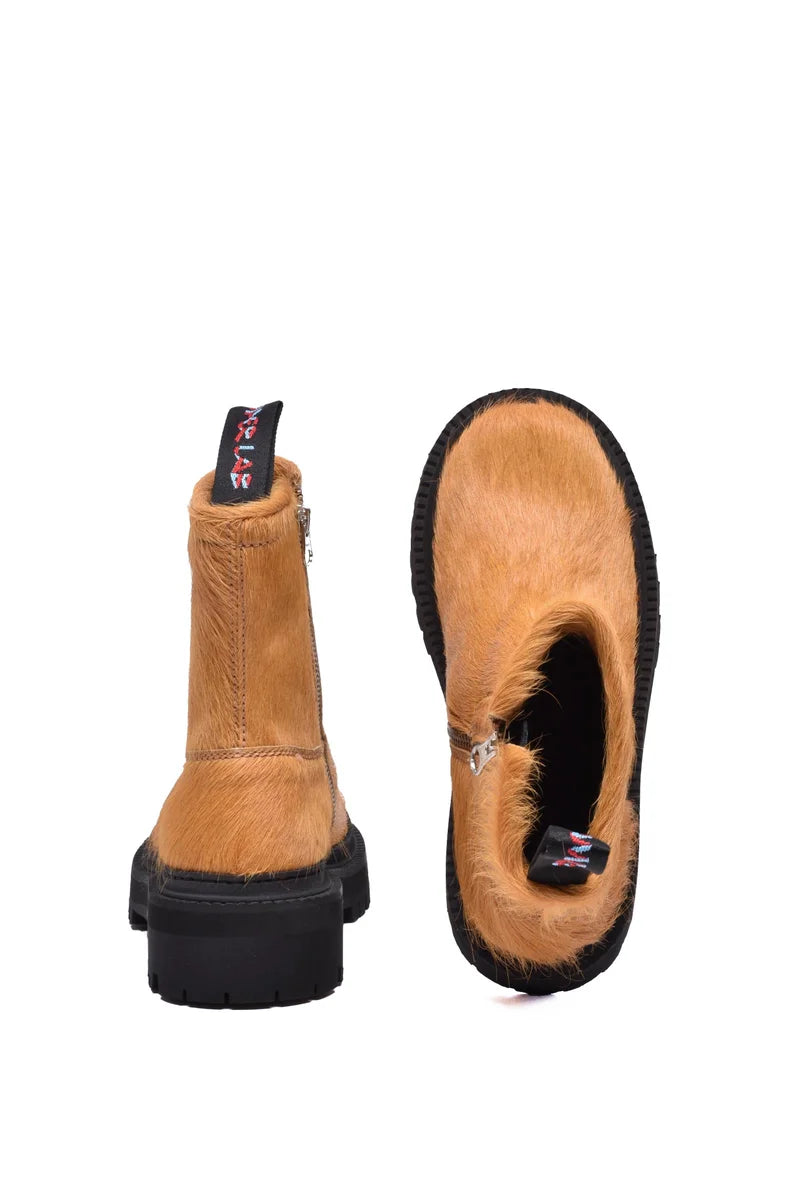 Lab Fur Ankle Boot - Brown