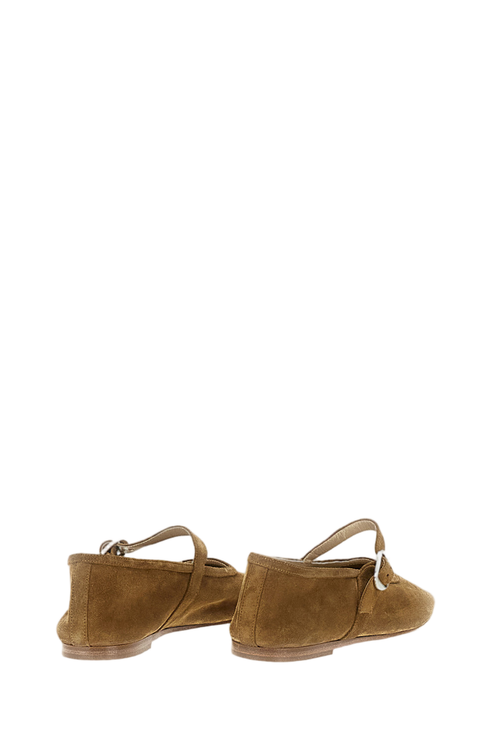 Deconstructed Suede Mary Jane Ballet Flats
