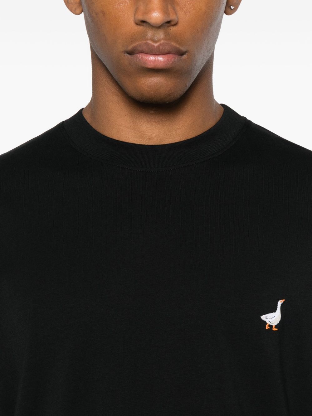Cotton T-Shirt with Embroidered Goose Detail
