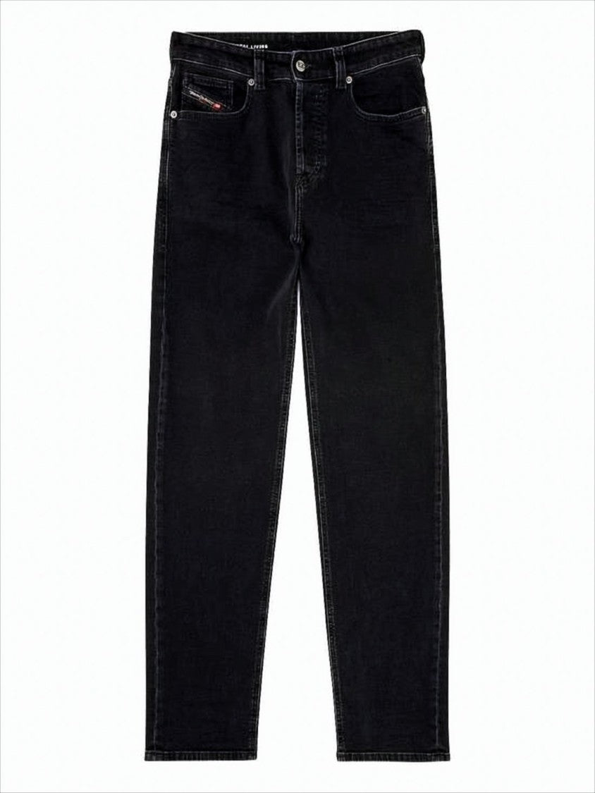 Black Straight-Leg Denim Pants