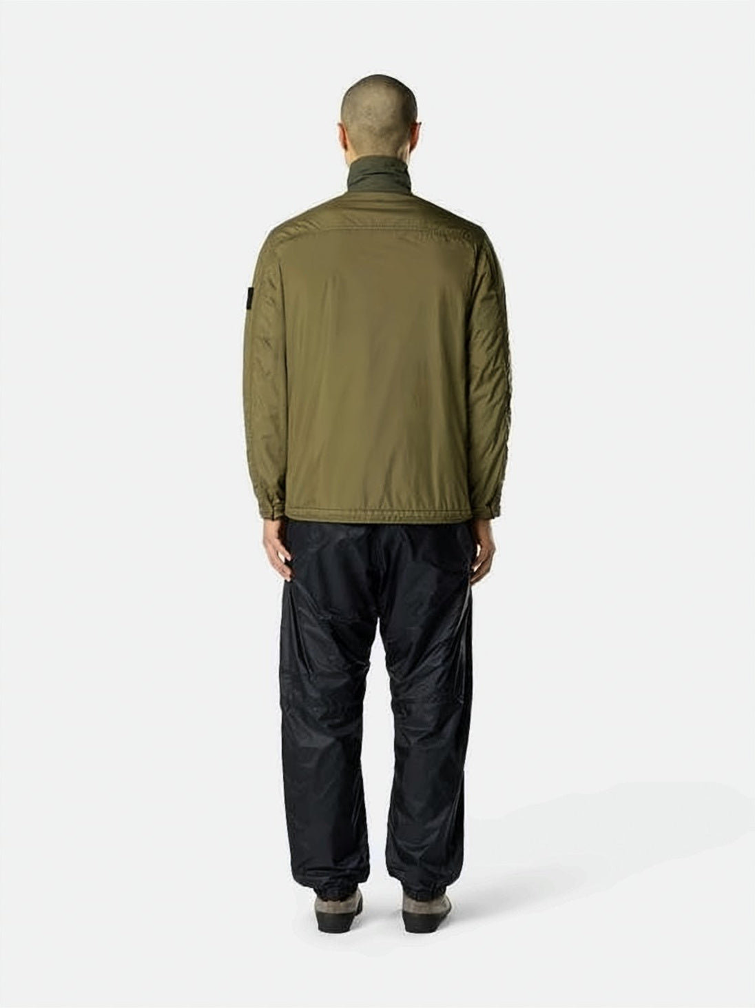 Crinkled Texture Padded Overshirt with Signature Patch