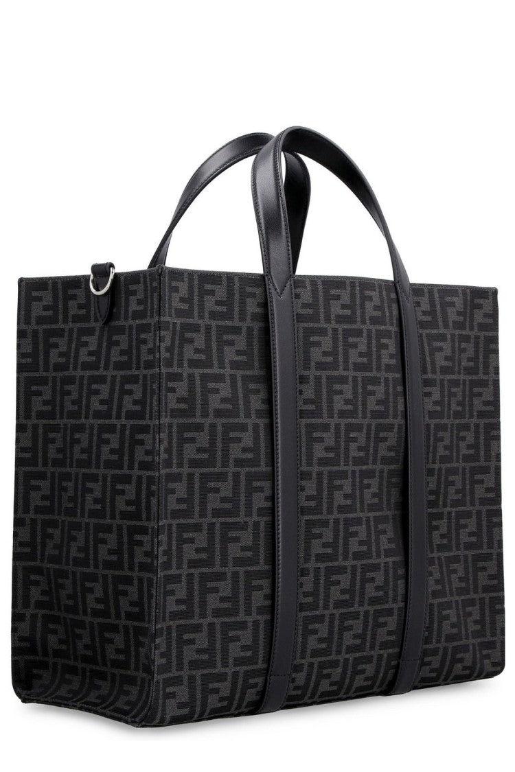 Structured Monogram Pattern Tote Bag