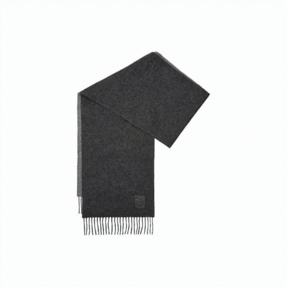 Rectangular Wool-Cashmere Scarf with Fringed Ends
