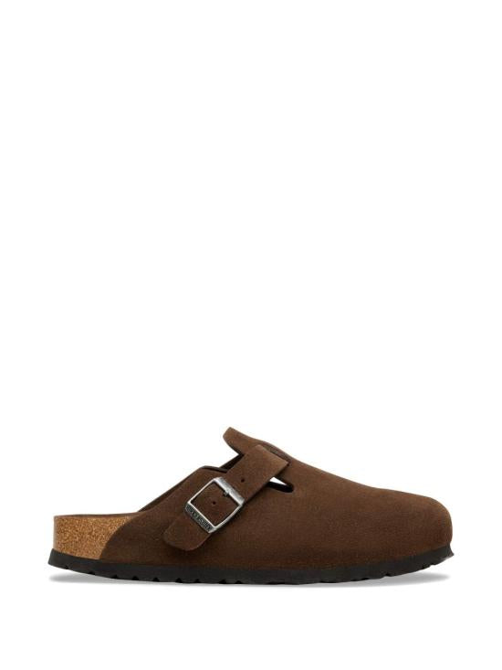 Suede Upper Slip-On Mule With Adjustable Buckle Strap