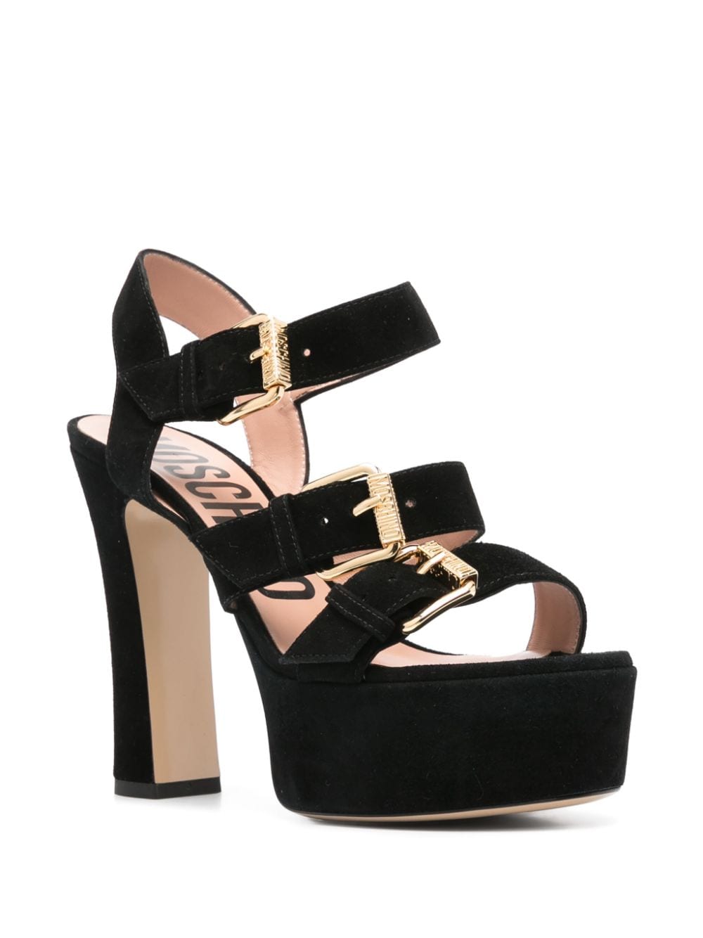 Black Calf Suede Platform Sandals