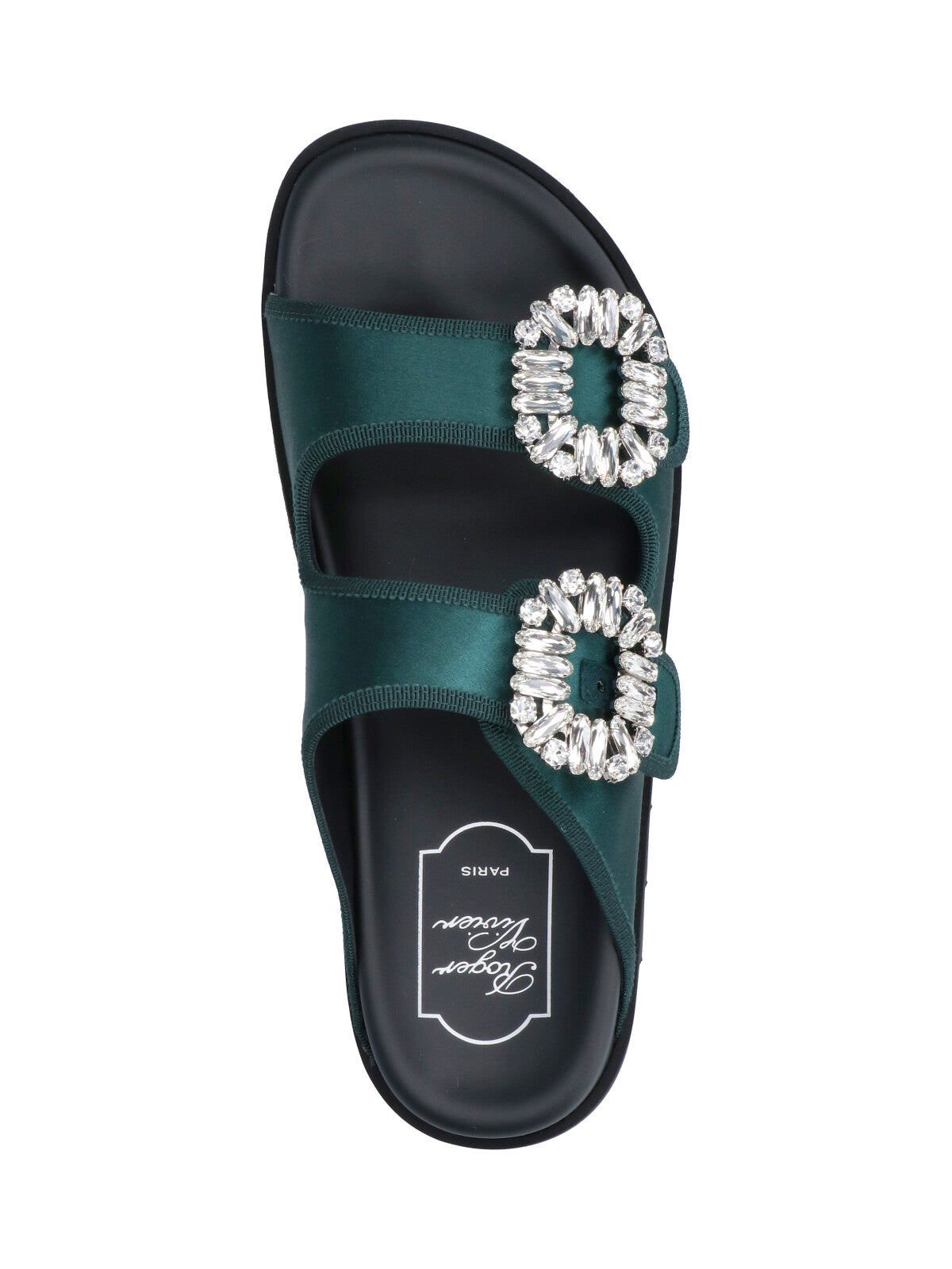 Green Slidy Viv Satin Strap Mules