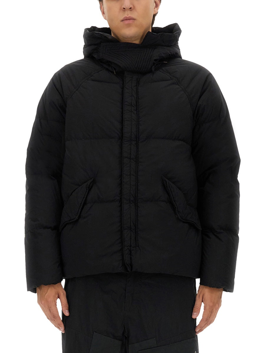 Puffer Down Jacket With High Collar And Hood