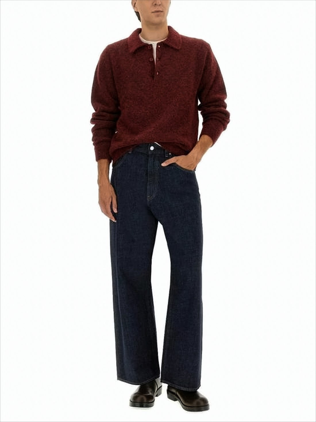 Indigo Blue Wide-Leg Denim Pants