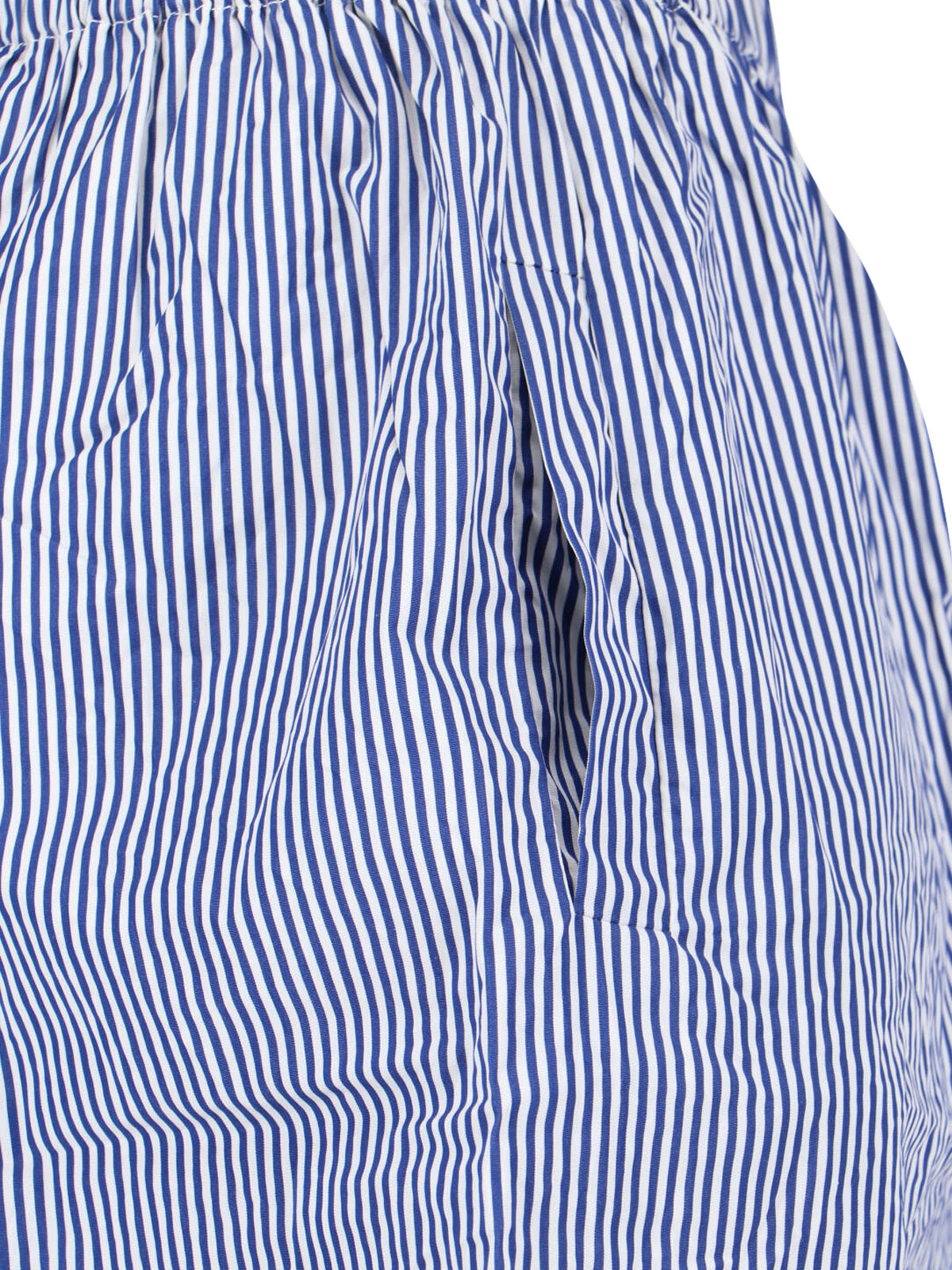 Blue Striped Elastic Waist Shorts
