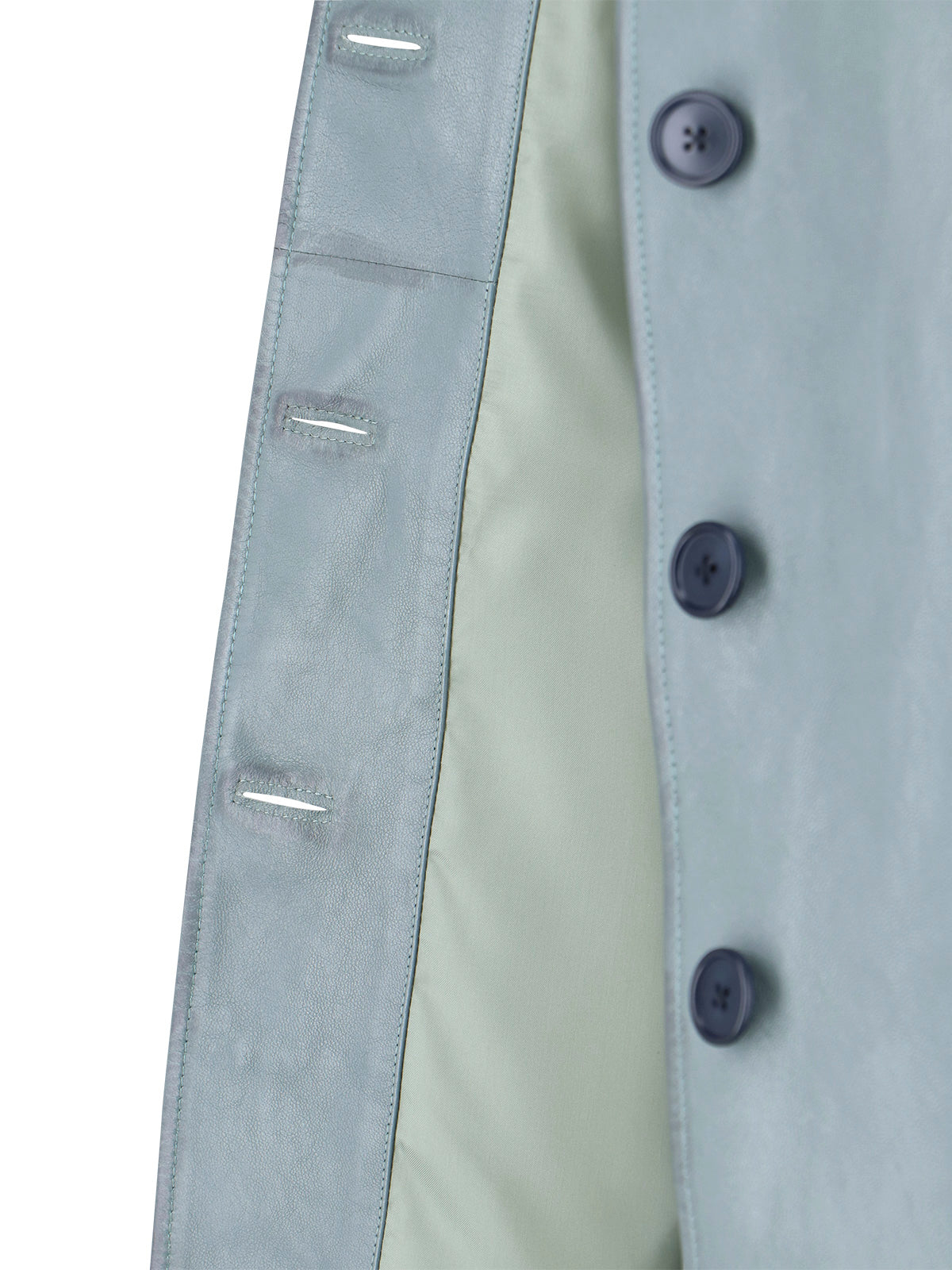 Blue Single-Breasted Lamb Leather Jacket