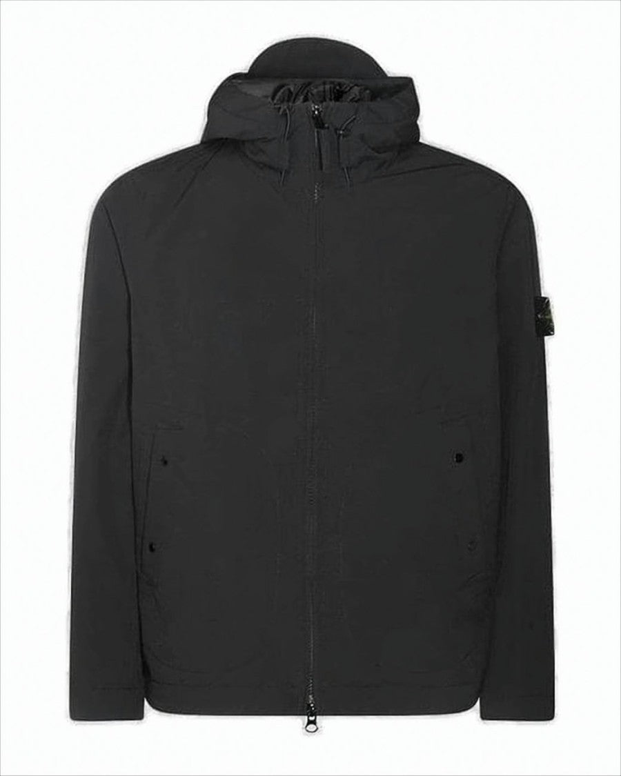 Padded Black Jacket with Minimalist Design
