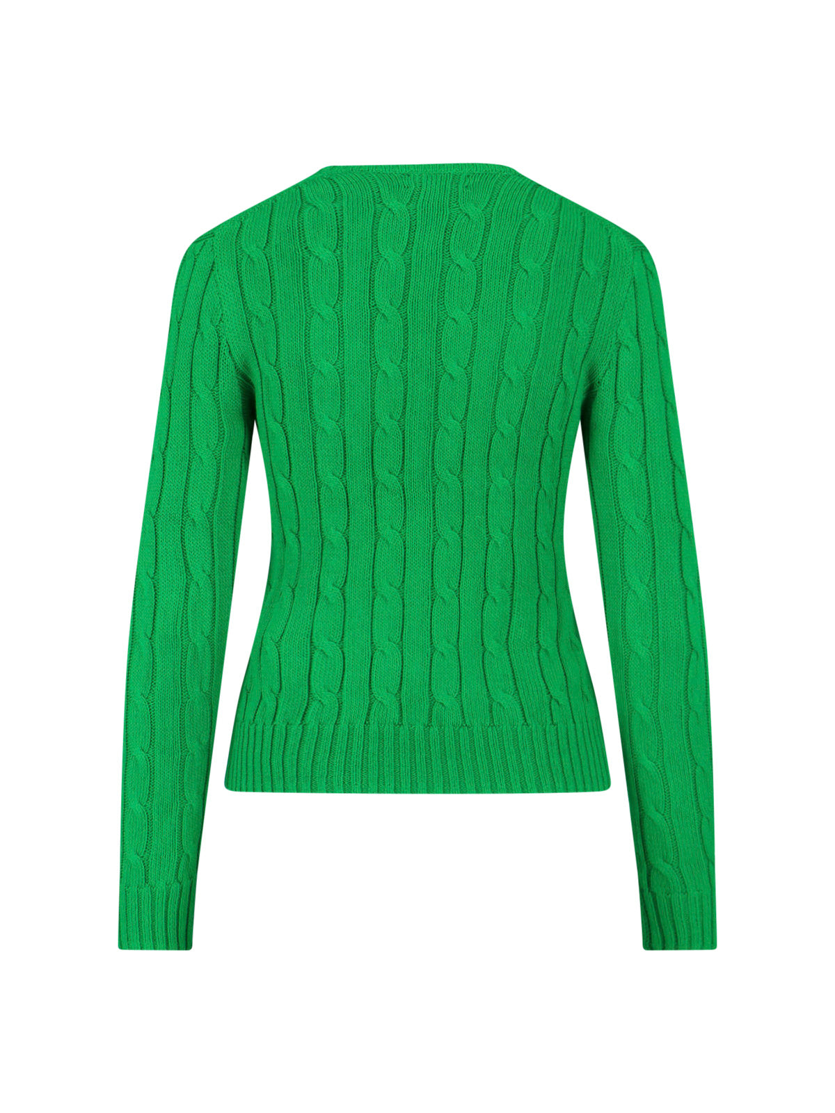 Green Cable Knit Crewneck Sweater