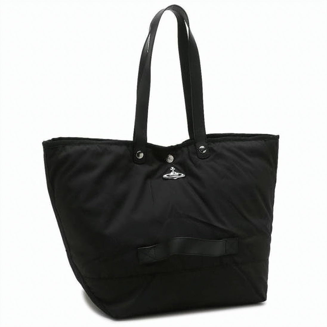 Spacious Black Recycled Polyester Tote Bag with Minimalist Design