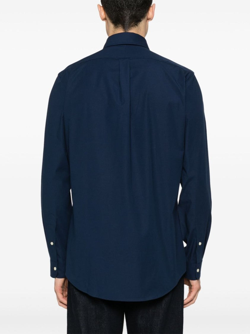 Tailored Blue Shirt With Classic Button-Down Collar