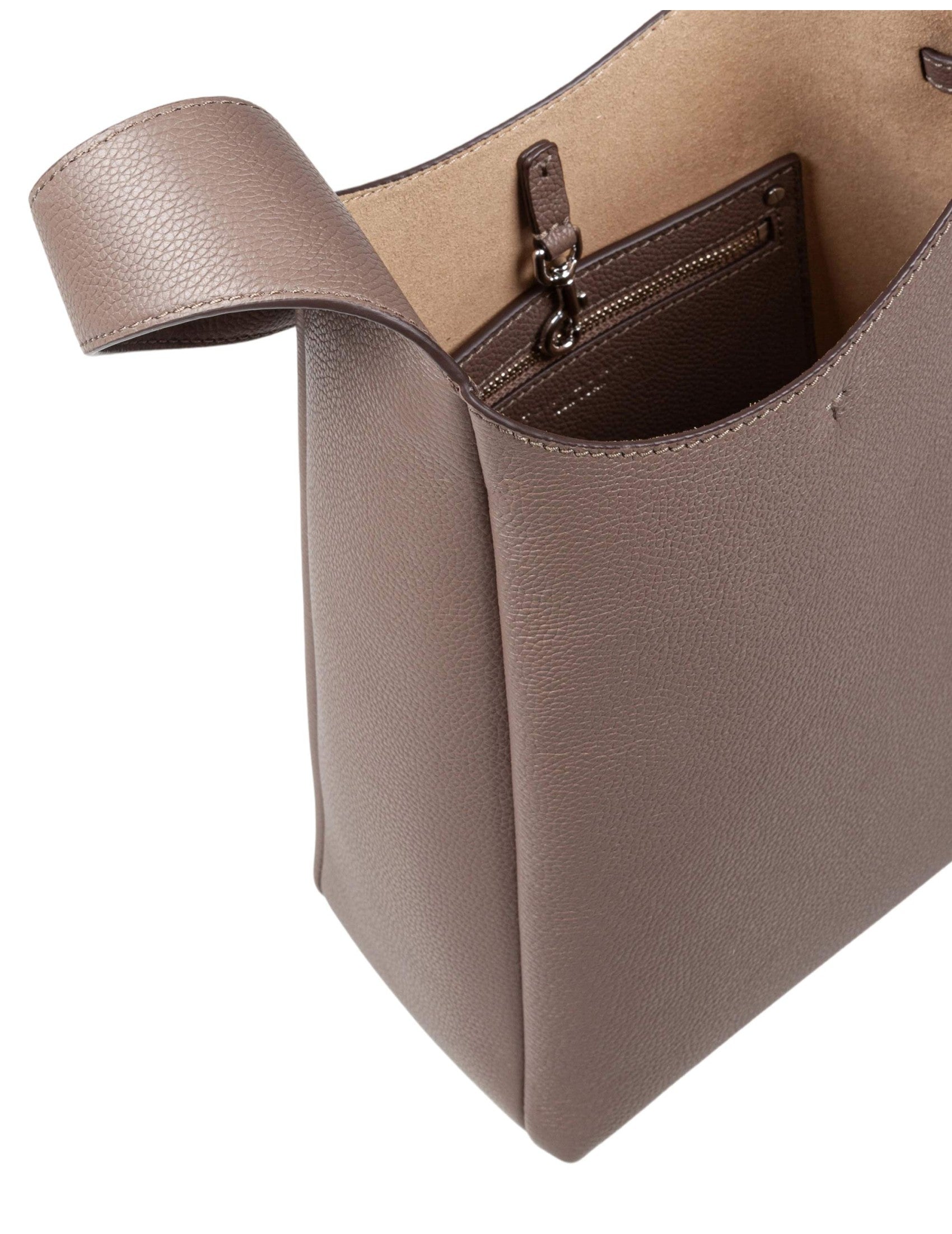 Romy Small Leather Hobo Bag, Wild Mushroom