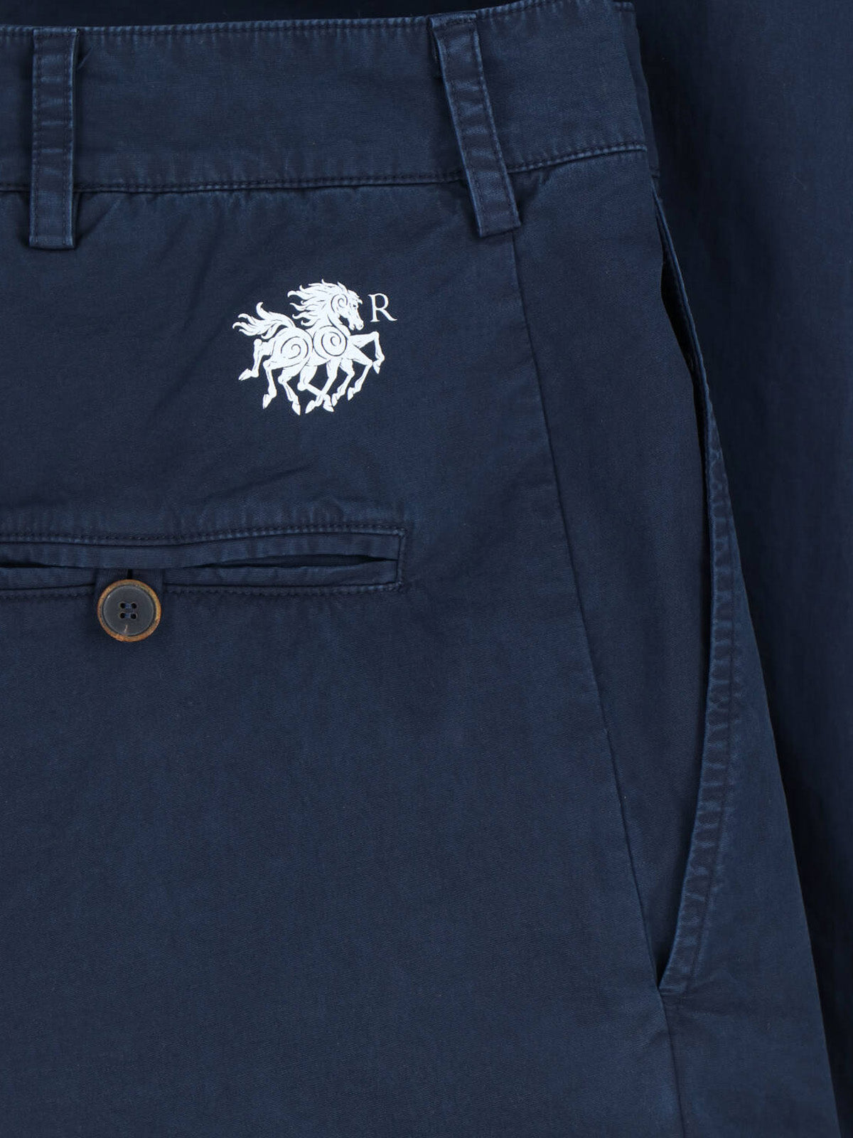 Blue Mid-Rise Cotton Straight Trousers