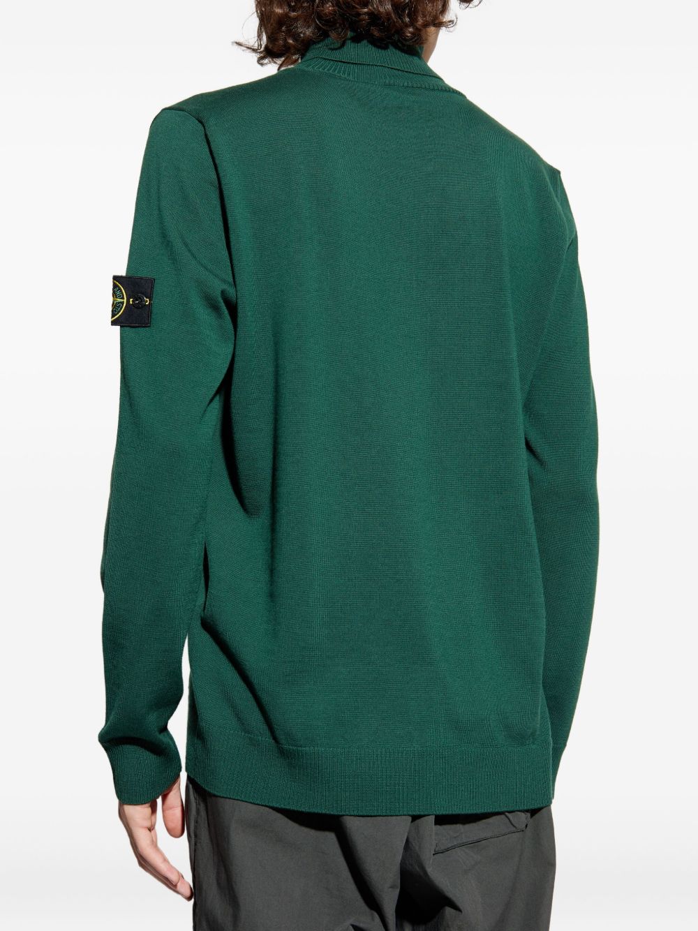 Lightweight Turtleneck Sweater In Juniper Green With Iconic Badge