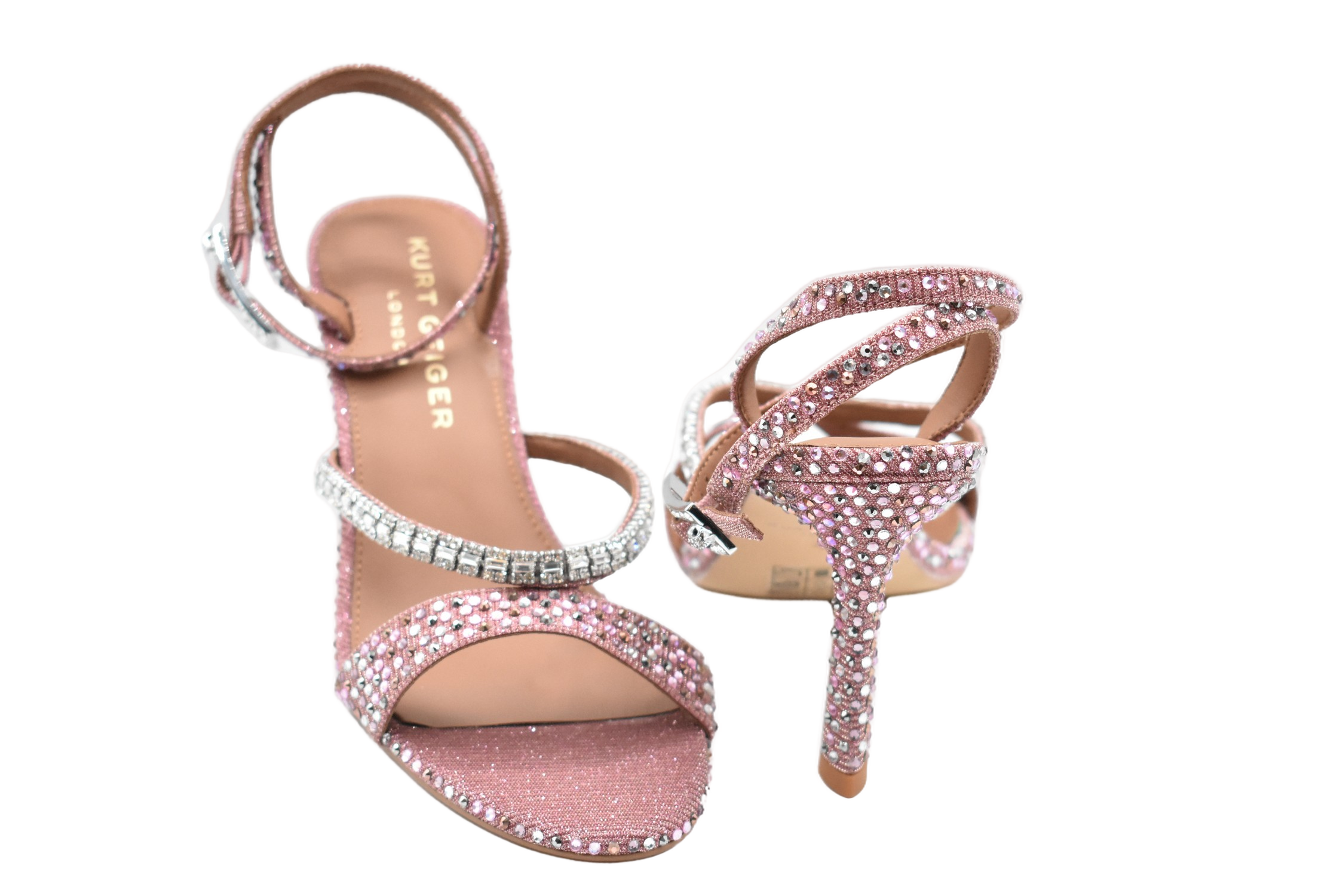 Rhinestone-Embellished Stiletto Sandals With Intricate Design