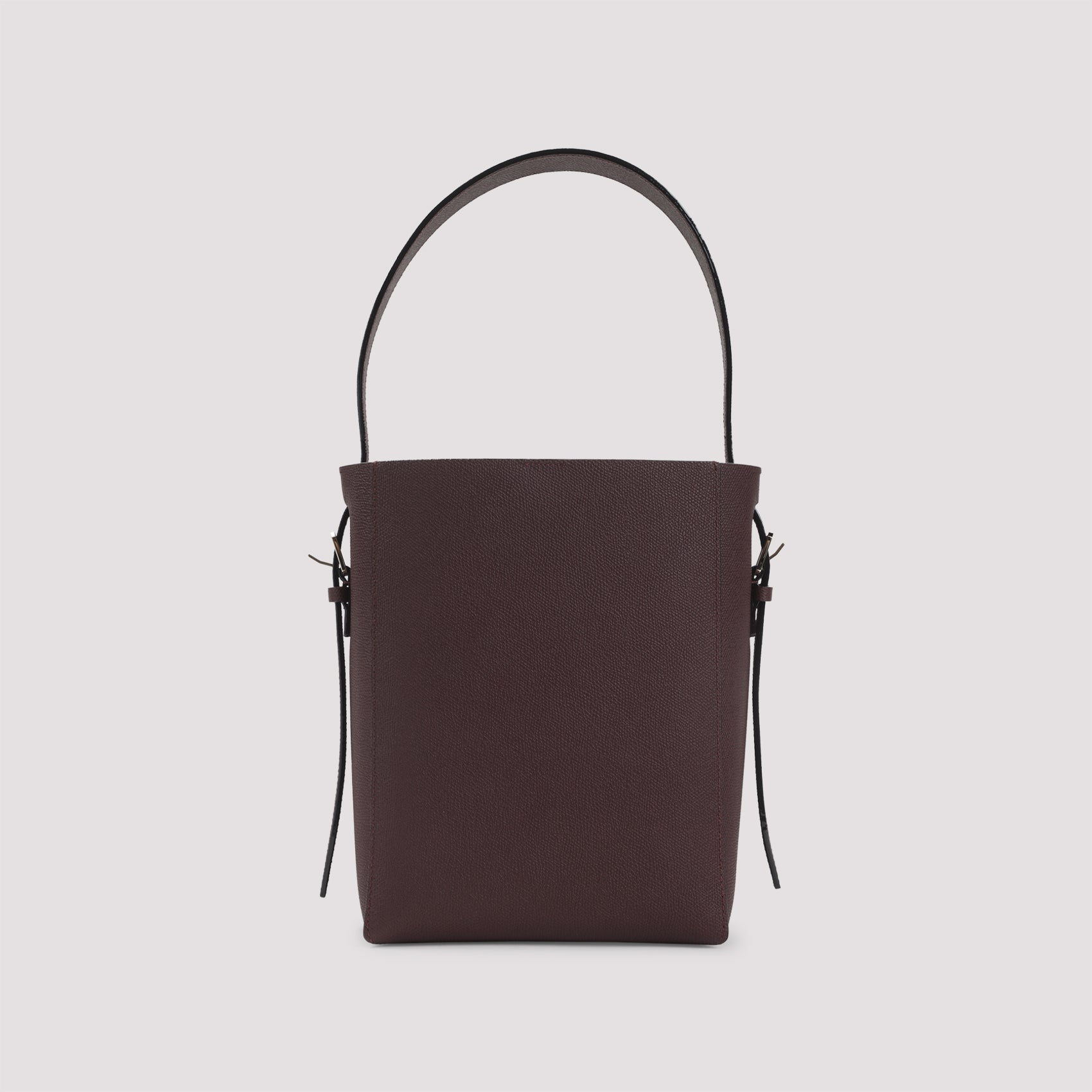 Structured Burgundy Calf Leather Bucket Bag