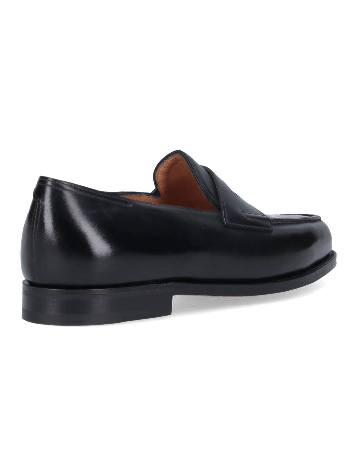 Black Leather Slip-On Loafers with Cut-Out Detail