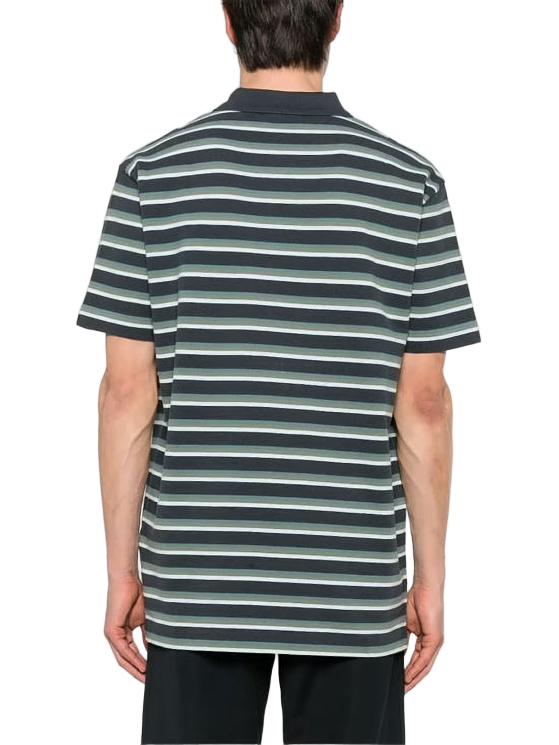 Horizontal Striped Polo Shirt with Classic Collar