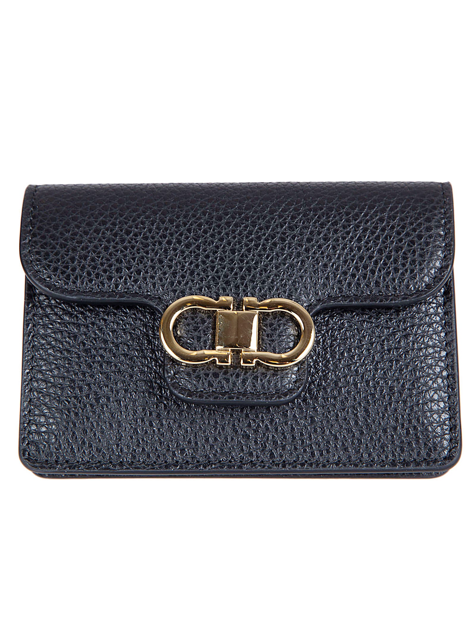Textured Calf Leather Bifold Keychain with Gancini Logo