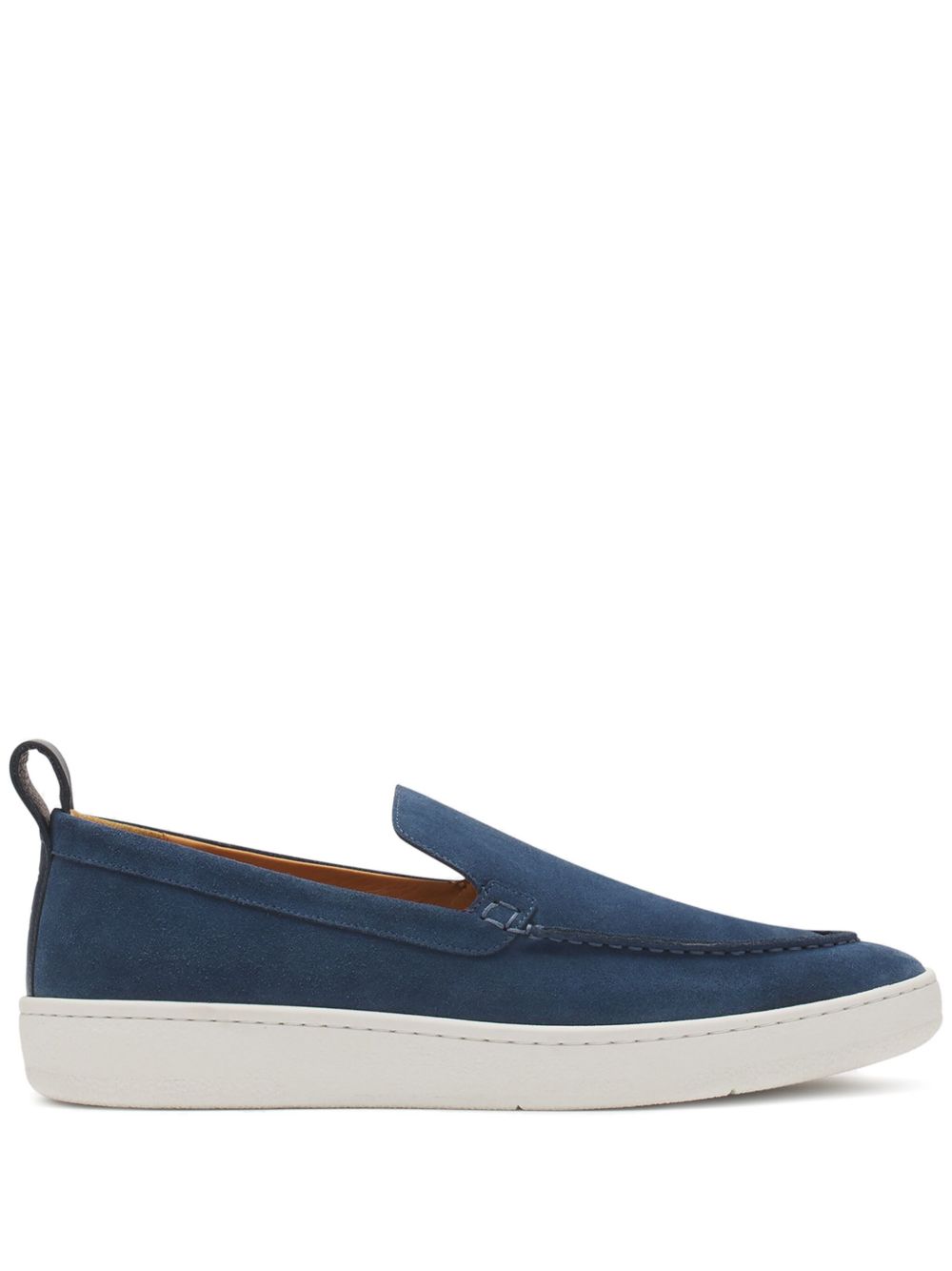 Navy Blue Suede Slip-On Loafers