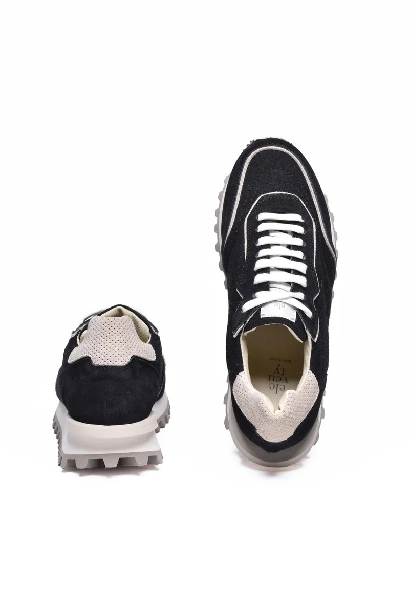 Black Sneakers with Beige Accents