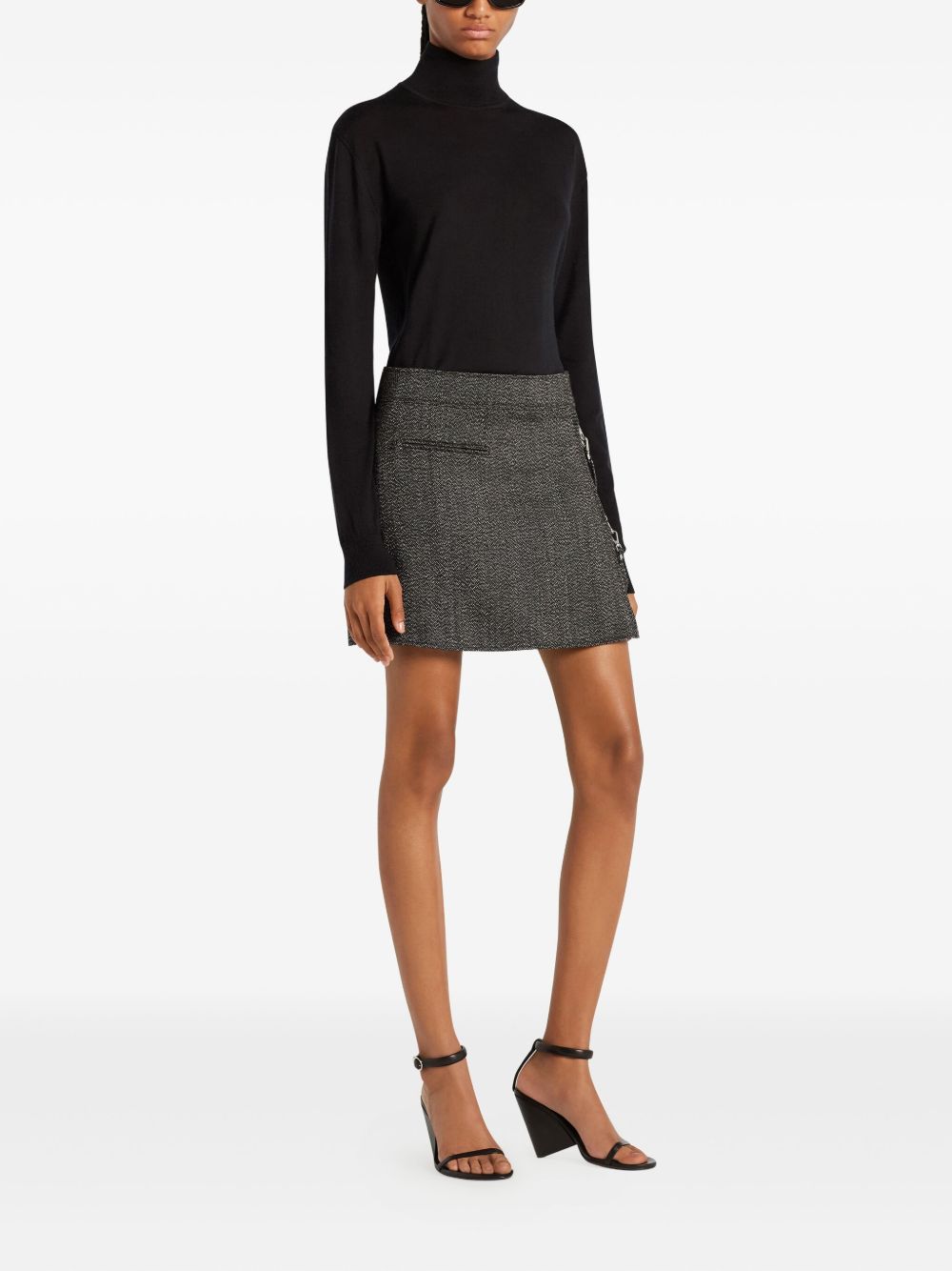 Charcoal Grey Textured Mini Skirt