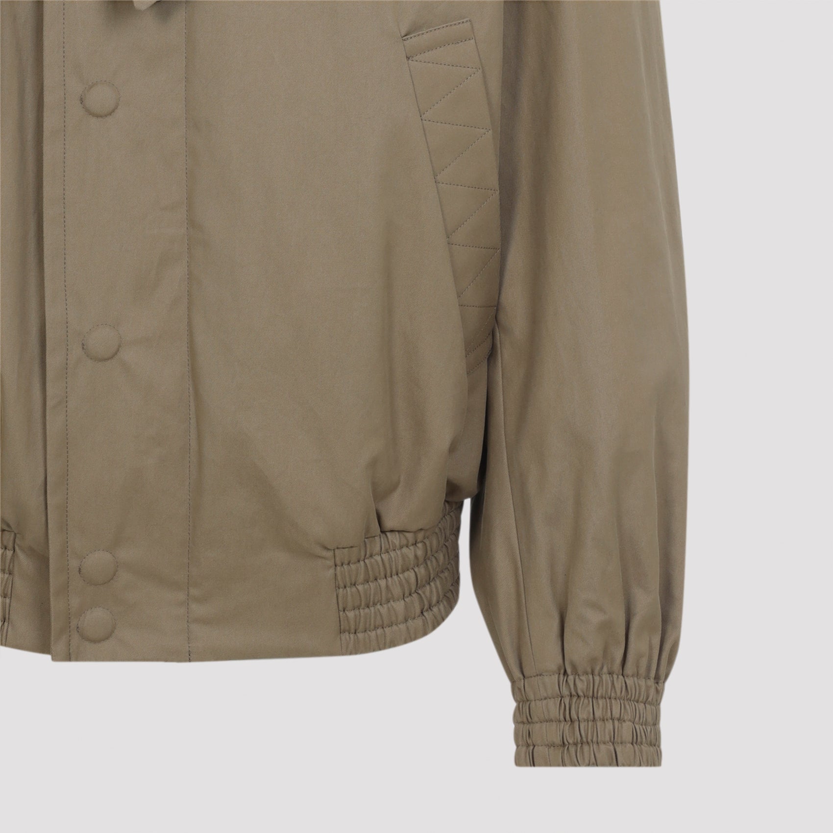 Asymmetrical Collar Cotton Jacket with Quilted Details