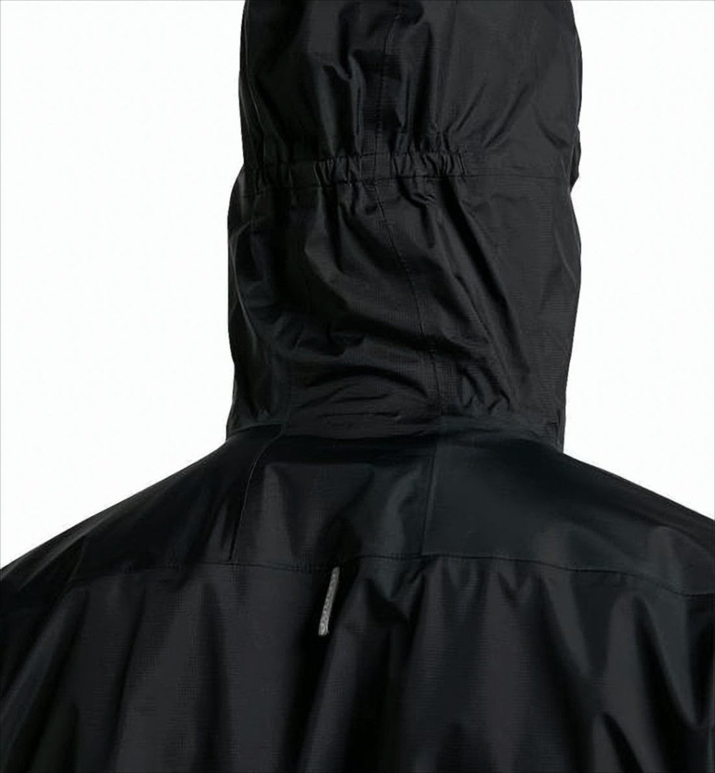 Solid Black Hooded Jacket with Zippered Pockets